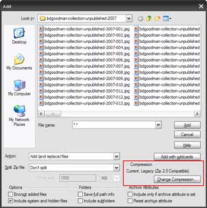 WinZip settings