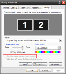 Microsoft Windows XP Display Properties